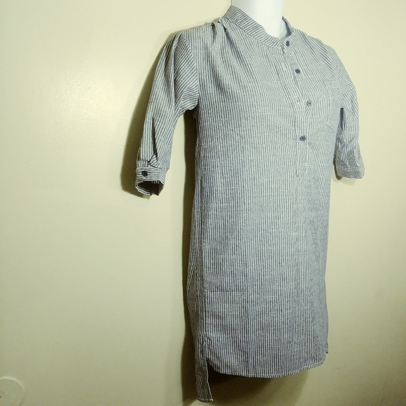 SIMU Striped Blue/White Tunic/Shirt Hi/Low, Small - Picture 2 of 8